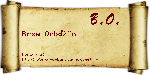 Brxa Orbán névjegykártya